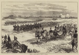 Revisão das tropas antes da rainha, em Chobham